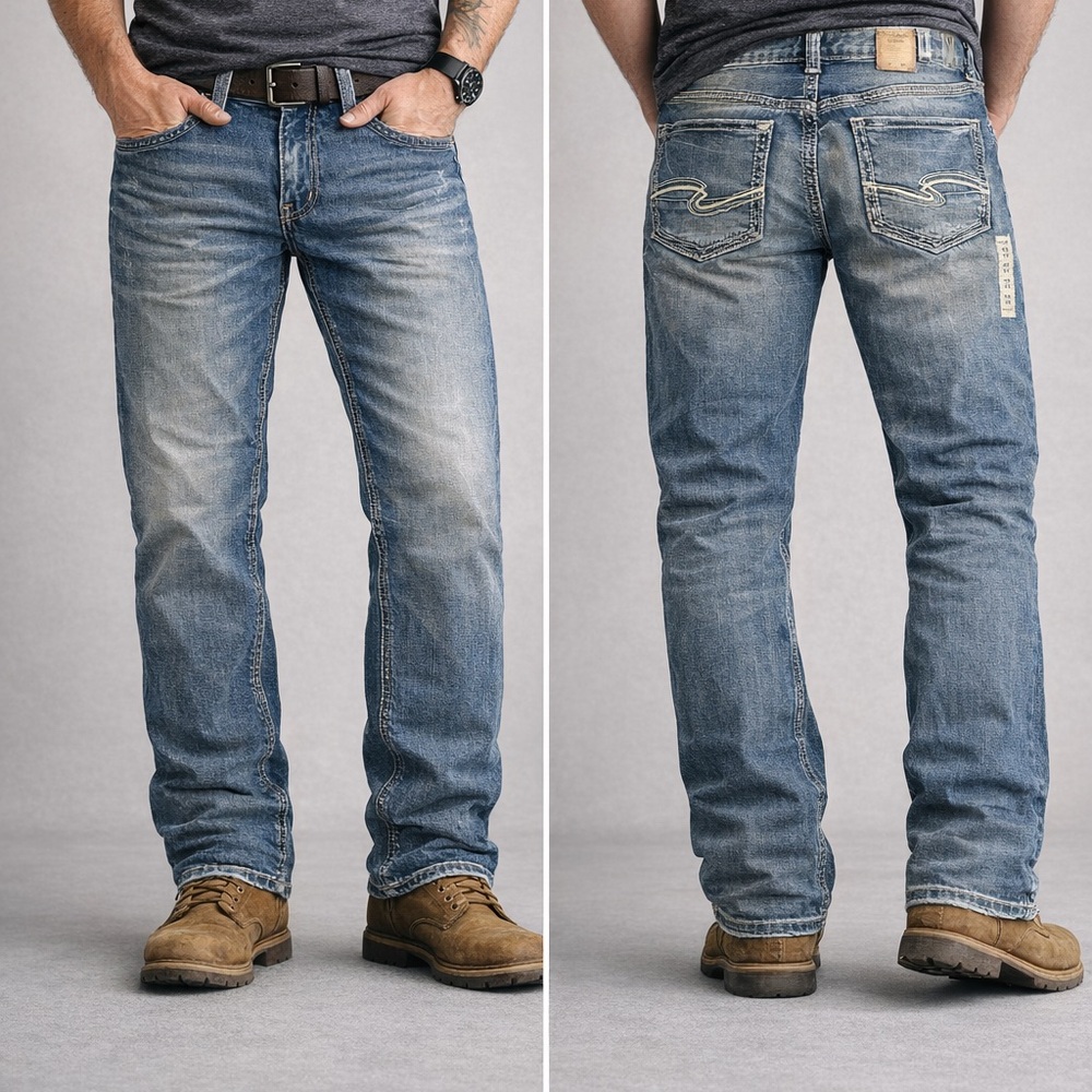 Silver jeans Gordie loose fit straight leg NWT blue 40/32.      5h